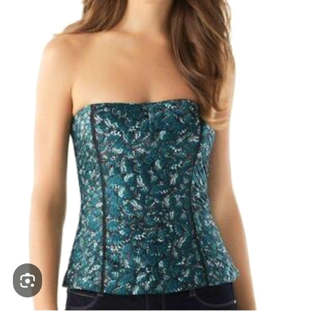 WHBM Flutter Pleatex Butterfly Pleated Teal Bustier
